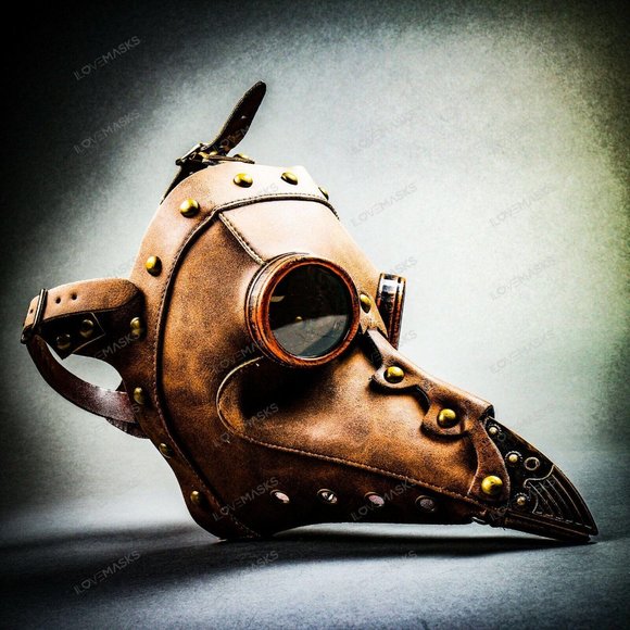 Halloween Plague Doctor Bird Nose Full Mask Brown - Picture 5 of 11